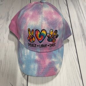 Tie-Dye Peace Love Dogs Cap - Pink and Blue